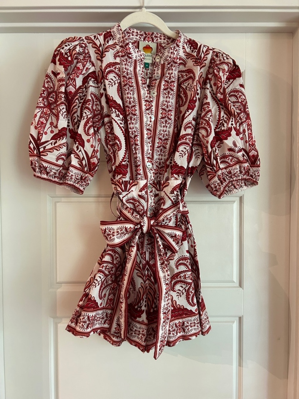 FARM Rio Red and White Printed Romper